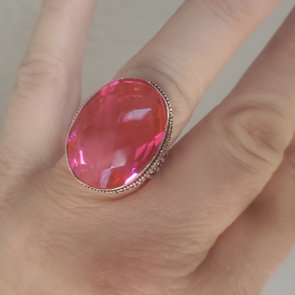 New Faceted Pink Mystic Topaz 925 Silver Ring. - Picture 5 of 16